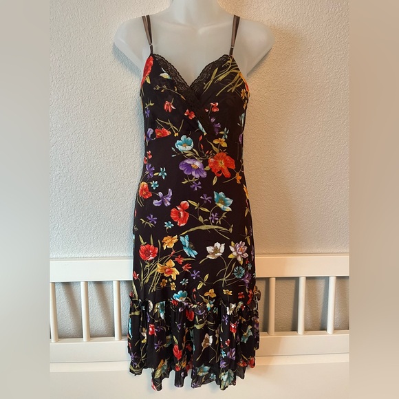 Y2K Preppy Fairy Babydoll Midi Dress Size S Boho Gypsy grunge ruffle brown - Picture 2 of 12